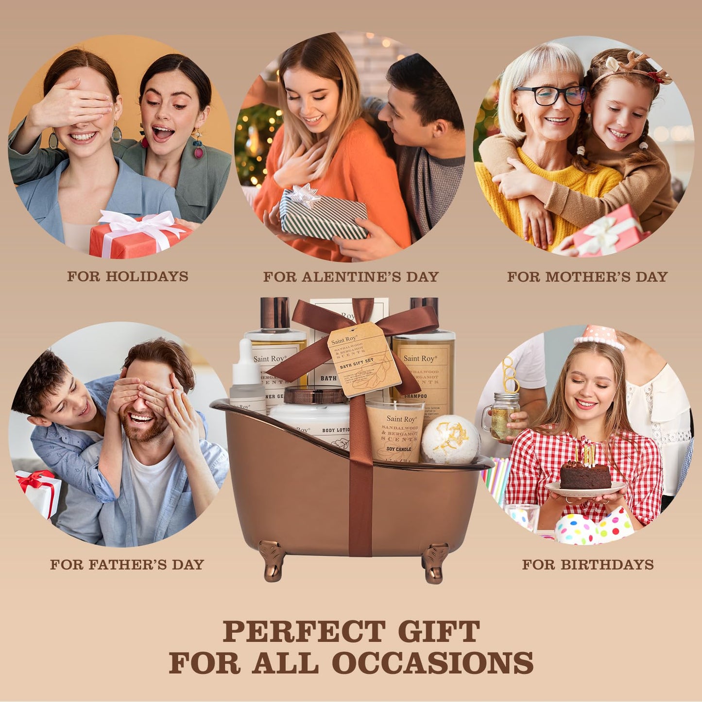 Fathers Day Gifts for Men Dad Birthday Gifts Spa Kit Cedar & Bergamot Scents Bath Gift Set and Shower Gift Bath and Body Gift Basket Set Mans Gifts Bath Spa Kit Spa Baskets, Home Spa Care Men Gift set