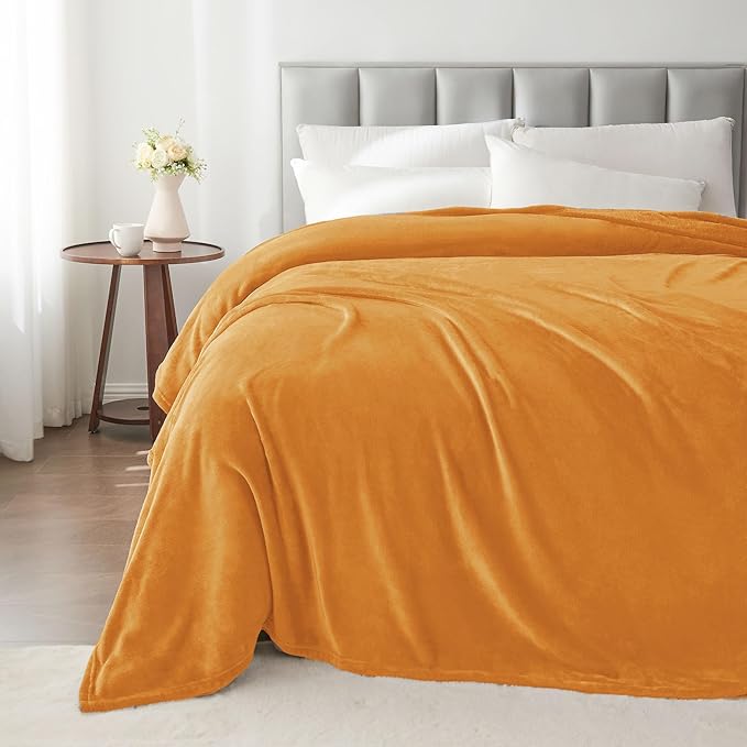 BEDELITE Burnt Orange Throw Blankets for Couch & Bed, 300GSM Luxury Plush Cozy Fleece Blanket 50" x 60", Super Soft Lightweight Fall Blanket for Travel Camping