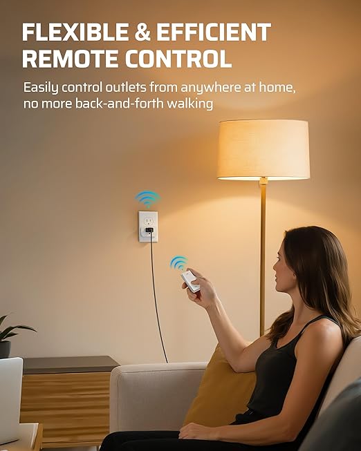 DEWENWILS Remote Control Outlet, Magnetic Wireless Light Switch, 100FT Decorator Rocker Wall Switch, Remote Outlet forLamps, Fans, Household Appliance, 15A/1875W, 2 Remote and 1 Outlet