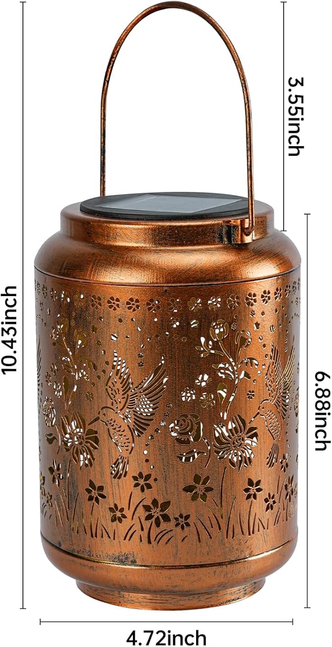 Solar Outdoor Waterproof Hummingbird Garden Decorative Lights, Outdoor Hanging Solar Lanterns, Gifts for Ladies Mom Grandma, for Patio, Deck, Backyard, Porch