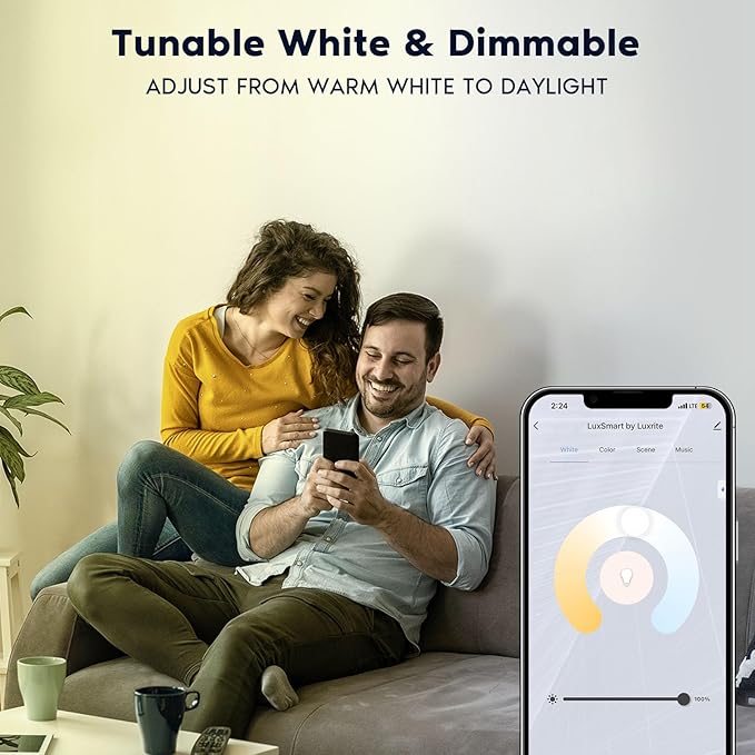 LUXRITE 4 Inch Square Smart LED Recessed Lighting, RGBW Color Changing, WiFi App Control, Voice Control with Alexa and Google Home, No Hub Required, 10.5W 700LM, CRI 90, IC Rated, Wet Rated (6 Pack)