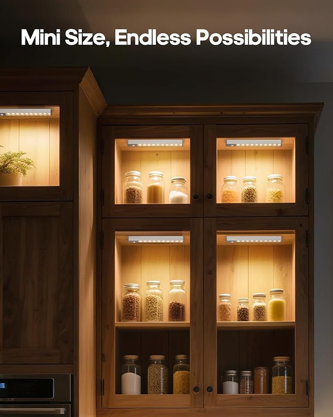 6 Pack Led Under Cabinet Lights Wireless with Charging Station, 7’’ Rechargeable Motion Sensor Light Indoor, Dimmable Closet Lights for Cabinets, Bookshelf, Stair, Hallway Warm White
