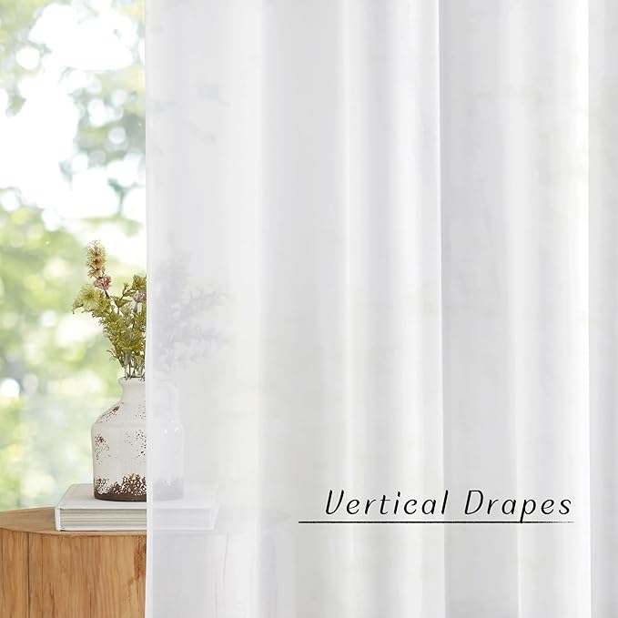 NICETOWN Soft Voile White Sheer Curtains 63 inches Long - Grommet Living Room Curtains Elagant & Airy Breathable Light Filtering Window Treatments for Bedroom, W42 x L63, 2 Panels