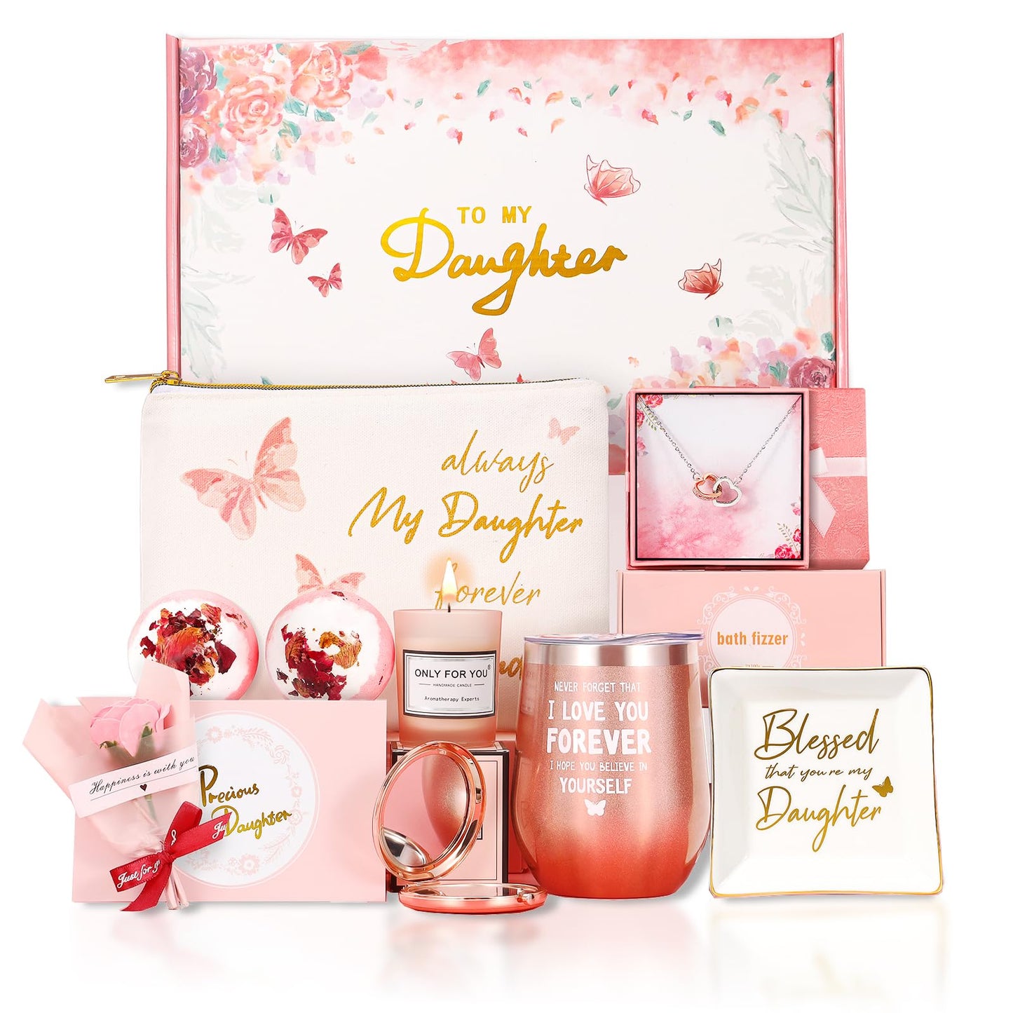 Gift Box for Daughters - Birthday SPA Gift Basket for Grown Adult Women and Girls from Mom Dad - Heartfelt Gift Sets for Graduation, Congratulations, Christmas, Holidays, Thank You