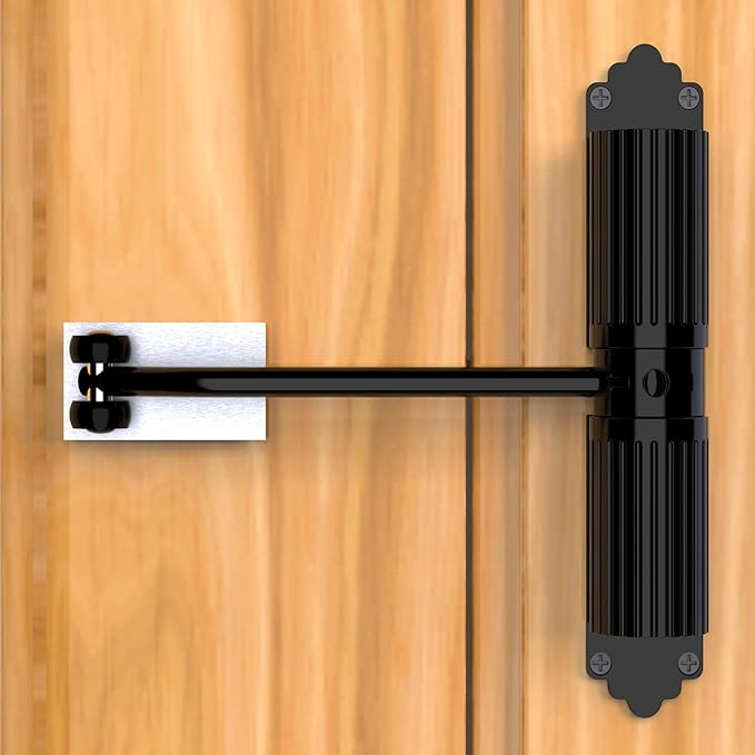 2025 new Automatic Door Closer, self Closing Door, Adjustable Closing Door, Door Closers for Home, Automatic Safety Spring Door Closer (Black). Up to 140LB can be Pushed.Metal Doors Don't fit.