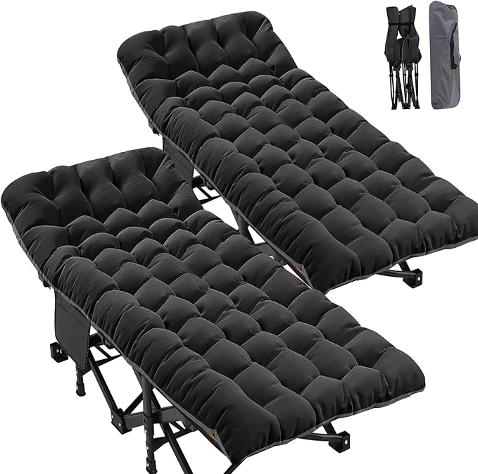 ABORON 2Pack Oversized XXL Folding Camping Cot W/Mat for Adults, 78" L x 32" W x 18" H,Heavy Duty Outdoor Bed with Carry Bag,1200 D Layer Oxford Travel Camp Cots