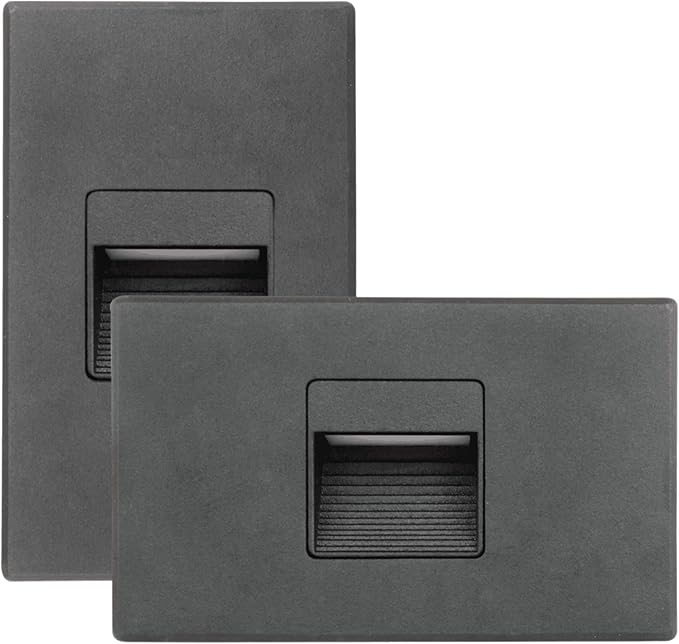 2W LED Universal(Vertical-Horizontal) Step Lights, Black Finish, 120V LED Stair Lights Indoor and Outdoor, 125 Lumens, CRI 90+, Wet Location, IP-65 IC Rated, ETL Listed, Super White 5000k