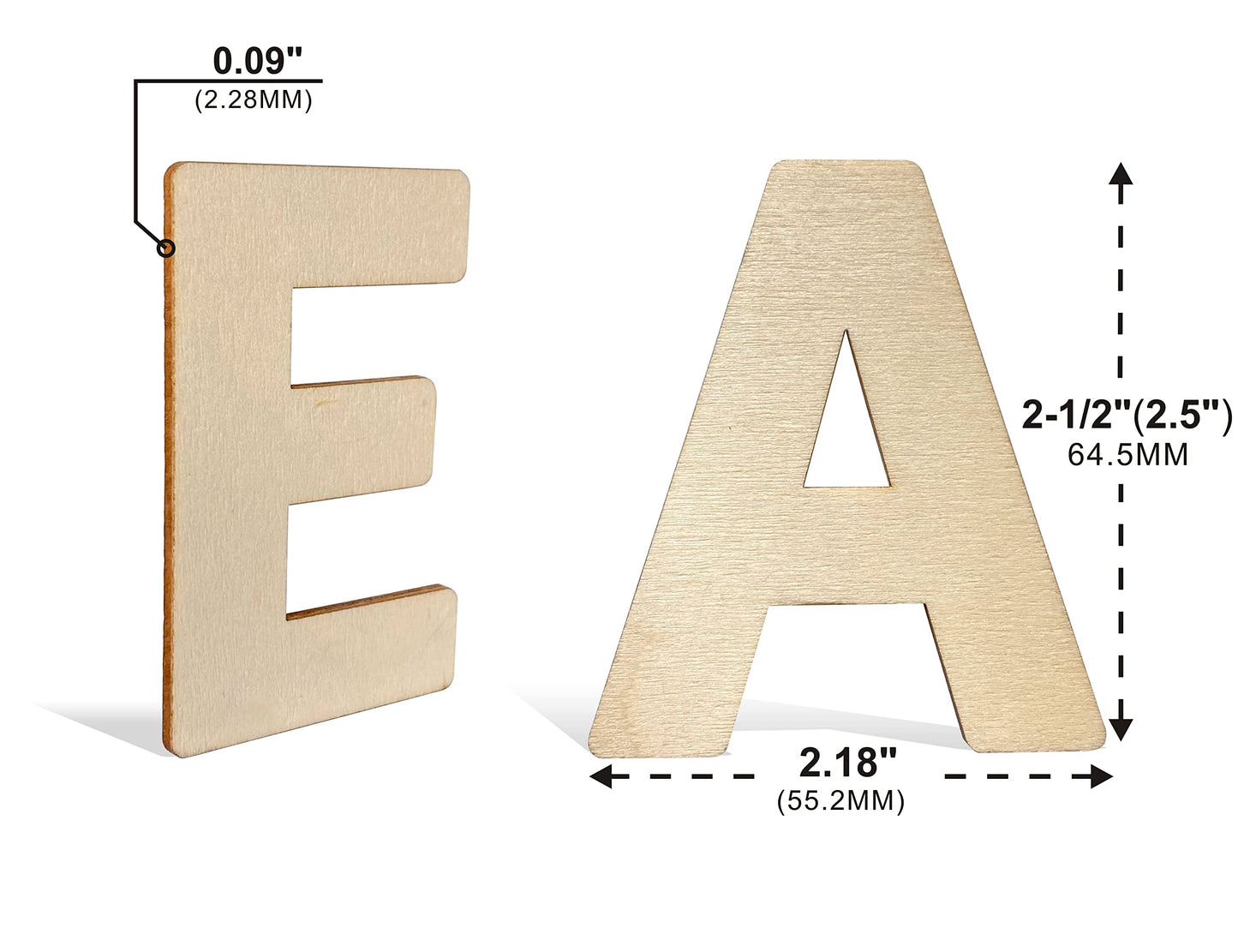 182 Pieces 2-1/2 Inch (2.5") Wooden Letters Craft Wood Letter Unfinished Alphabets with Extras Wall Decor"