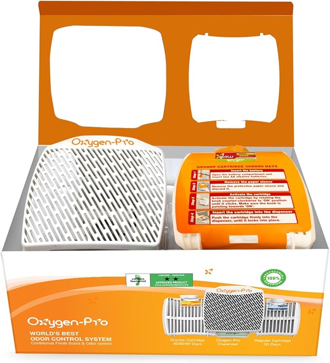 Oxygen-Pro - Starter Kit - Commercial Air Freshener and Deodorizer, Wall Mounted, Odor Eliminator, and Fragrancing System (Strong Kit) 120 Day Supply