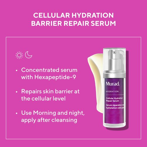 Murad Target Barrier Damage (3 Piece Value Set) - AHA/BHA Cleanser, Hyaluronic Cream Moisturizer, Cellular Hydration Serum - Regimen for Exfoliating, Moisturizing, and Repairing Skin Barrier