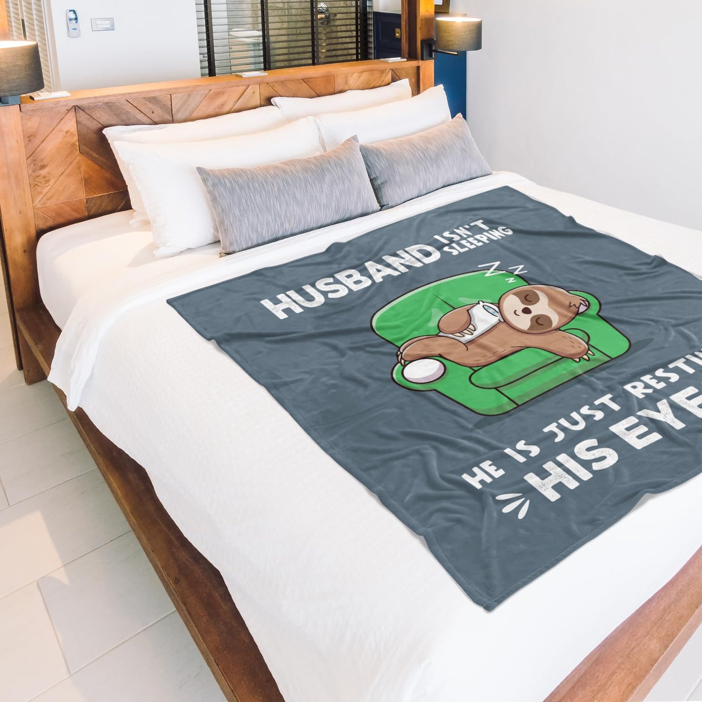 Funny Husband Birthday Gift, Husband is Not Sleeping Blanket, Husbands Gifts from Wife, Anniversary Birthday for Husbands, 60" x 50"