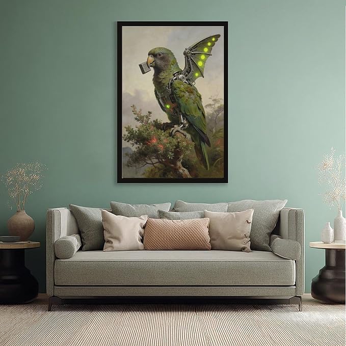 Framed Mechanical Fantasy Wall Art for Modern Living Room Industrial Sci Fi Decor Statement Piece 08x12in