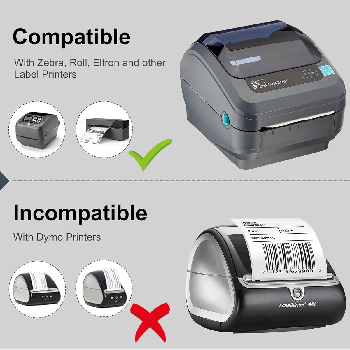 L LIKED 5000 4" x 6" Direct Thermal Shipping Labels with 250 Labels/Roll - Compatible with Zebra 2844 ZP-450 ZP-500 ZP-505, 20 Rolls