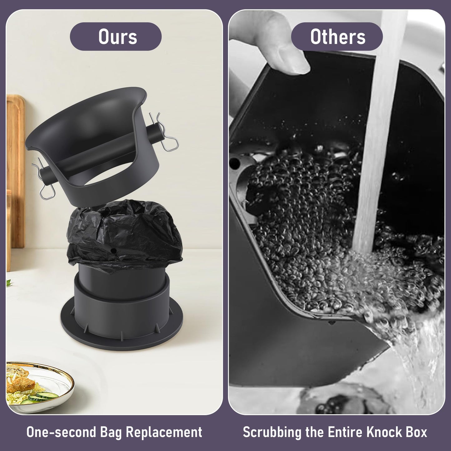 4L Espresso Knock Box, Coffee Grounds Disposal and Recycle Trash Can with Brush, Towel and 100 pcs Collecting Bags, Barista Essential Coffee Accessory for Cafe Shop Home Bars Office Work Breakroom