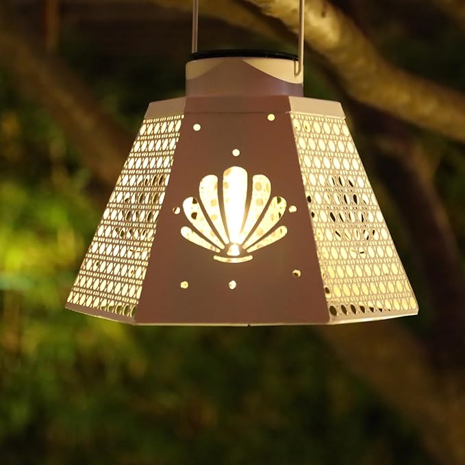 Afirst Solar Lanterns Outdoor, Hanging Solar Lights Hollow Out Waterproof Decorative LED Lanterns for Yard, Patio,Lawn,Pathway,Garden Decor Mother's Day Gifts
