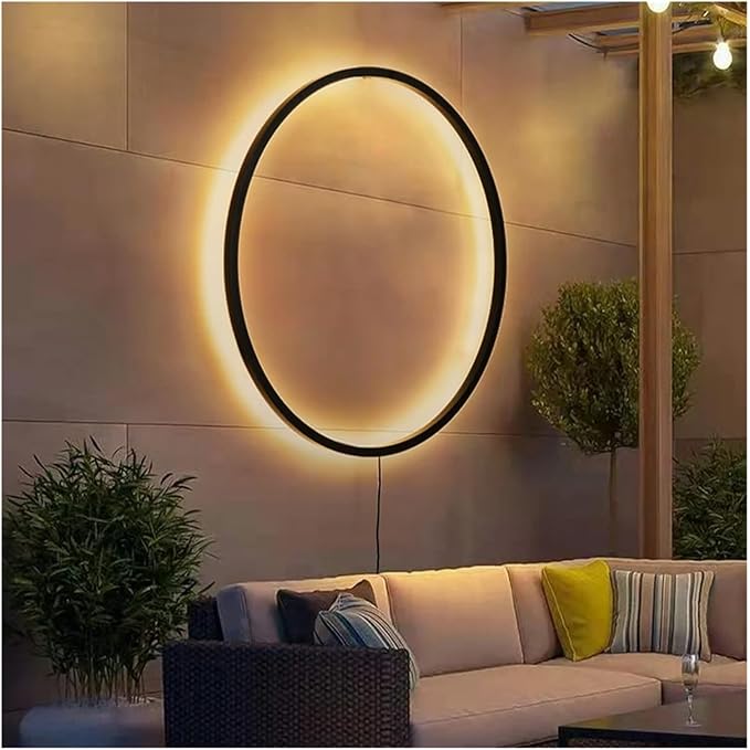 Wiring-Free Living Room Sofa Background Wall Decoration - Minimalist Bedroom lamp Ring Art Atmosphere Wall Light,Kitchen Island (3 Colors 60cm B)