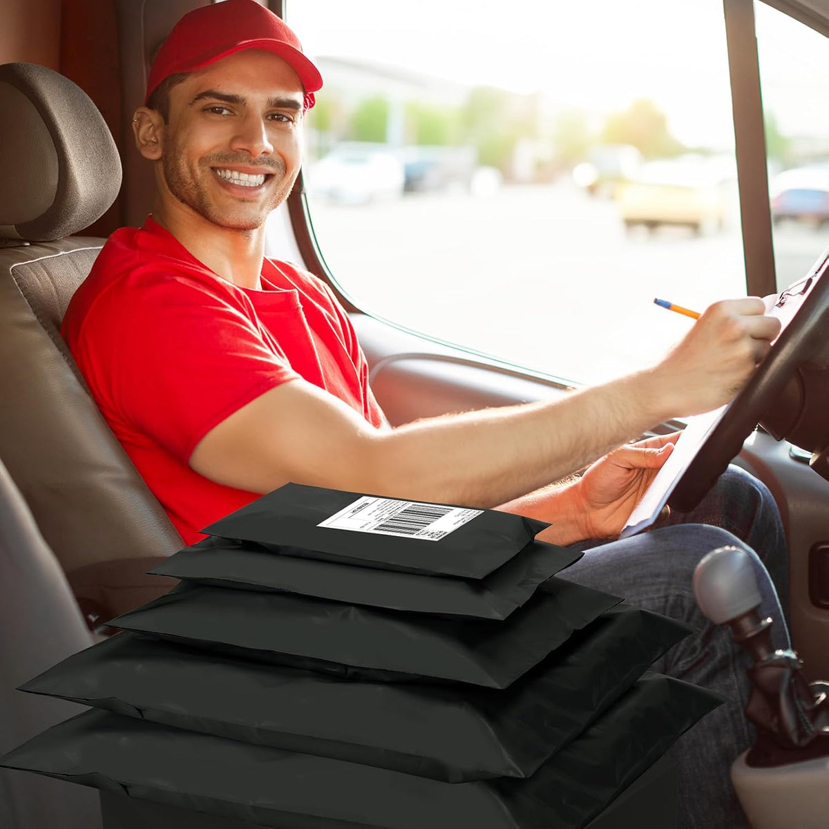 UCGOU 100 Pack Black Poly Mailers Variety Size Pack, 10x13 Inch & 12x15.5 Inch & 14.5x19 Inch &19x24 Inch, 25 PCS Each Shipping Bag, Self-sealing Adhesive Mailers Assorted Sizes for Small Business
