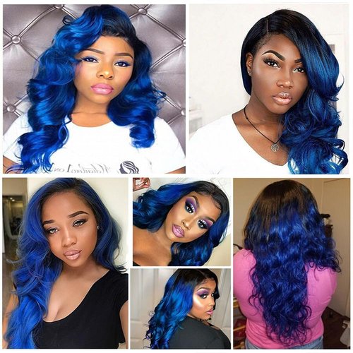 Habiliana Bundles Human Hair 16 18 20 Inch Body Wave T1B Blue Human Hair Bundles 11A Unprocessed Brazilian Virgin Quick Weave Hair Extensions for Black Women