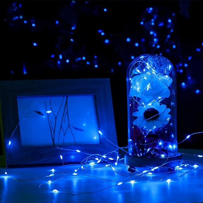 Christmas String Lights Waterproof 100 LED Battery Operated Fairy Lights Indoor Outdoor for Wedding Home Party Christmas Holiday 2PC (Blue)