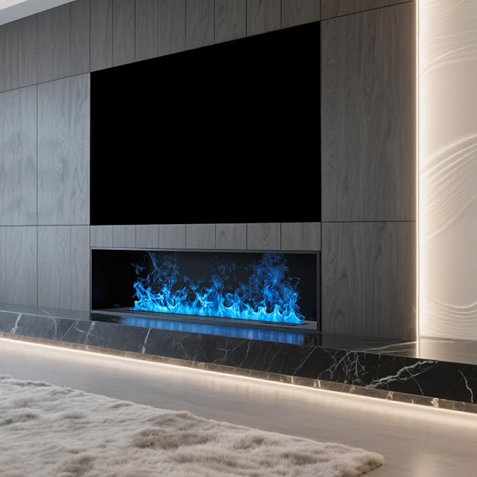 3D Water Vapor Fireplace Smart APP Electric Flame Decoration Steam Fireplace Humidifier for Office, Home, Hotel,Restaurant(Color,59")