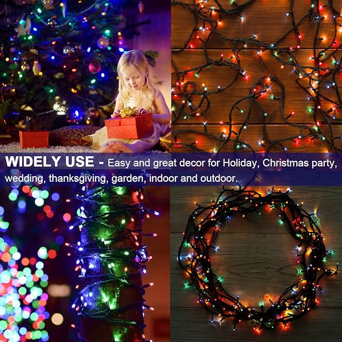 Decute 800LED 272ft Christmas String Lights UL Certified 8 Modes, Waterproof Outdoor Indoor Twinkle Starry Light for Christmas Tree Patio Garden Party Decor, Multicolor