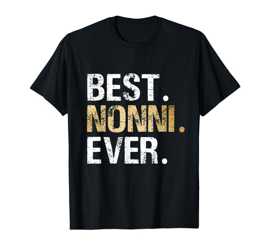 Birthday Christmas Grandparent Gifts for Nonni Best Nonni Ever T-Shirt Black Unisex Adults Small Classic Fit Crew Collar Short Sleeve Letter Print Pull On Casual Modern Humor