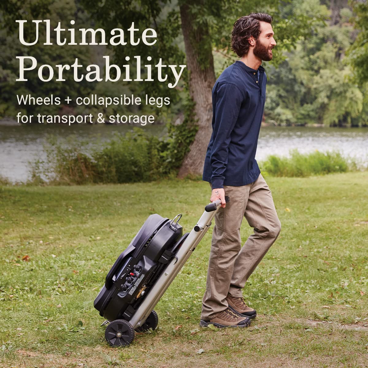 Coleman RoadTrip 285 Portable Stand-Up Propane Grill with 3 Adjustable Burners & Instastart Ignition, 20,000 BTUs of Power for Outdoor Cooking, Camping, Tailgating, Grilling, BBQs, & More