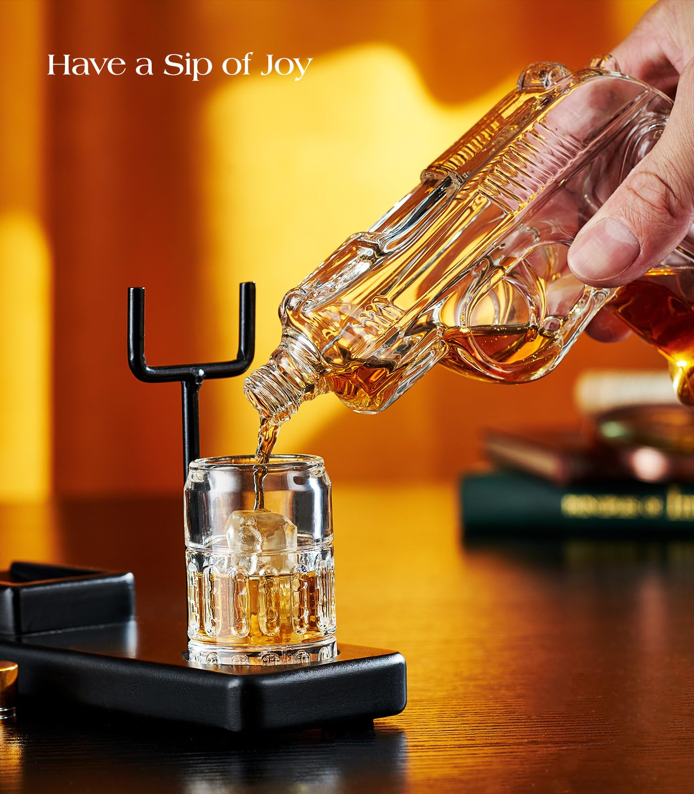 Birthday Gifts for Men Dad, Kollea Gun Whiskey Decanter Sets for Men, Shot Glass, Funny Gift Idea for Him Father Brother, Liquor Dispenser for Bar, Alcohol, Tequila Anniversary, Military Present, Cave