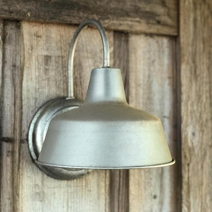Design House Mason Barn Light Indoor/Outdoor Wall Mount Modern Industrial Farmhouse Wall Light for Patio, Garage, Bathroom, Office, Kitchen, 10-Inch, Galvanized Paint, 579383, Larger Version