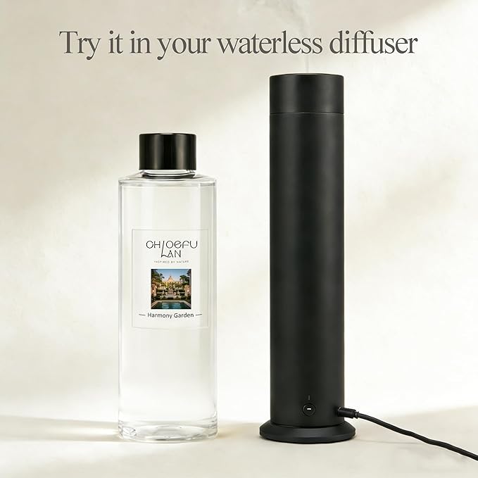 Chloefu LAN Harmony Garden Scented Oil Diffuser Refill 6.76 fl oz Crisp Botanical Aromatherapy Oil for Bedroom & Patio Outdoor-Inspired Air Freshener, 0% Alcohol, Unique Blend to Relieve Stress