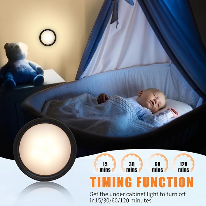 Wireless LED Puck Lights with Remote, 3-Pack 2.9” AA Battery Operated Under Cabinet Lighting for Closet/Kitchen/Shelf, 3 Color Dimmable Magnetic Sitck on Lights with Timer