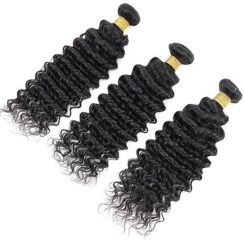 Condescension Brazilian Human Hair Bundles 16 18 20 Inch Deep Wave 3 Bundles Human Hair 100% Unprocessed Remy Brazilian Virgin Weave Hair Natural Black for Women