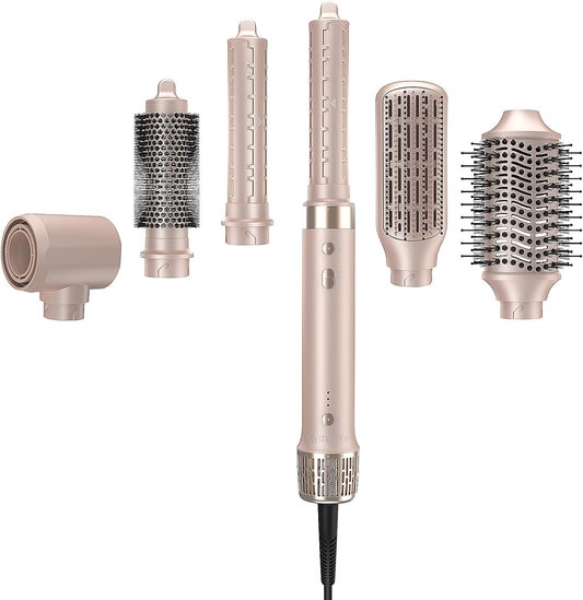 StyleVibe 6-in-1 Multi-Styler, Blow Dryer Brush & Thermal Brush with Auto Wrap Curl L/R, Fast Drying, Smooth Blowouts, Root-Lift Volume, No Heat Damage Frizz-Free Air Styler with Travel Bag
