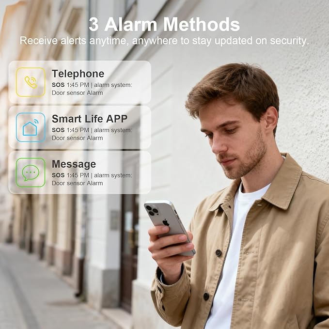 PGST Home Security Systems 12-Piece Kit (Newest Model),WiFi+GSM/4G with Mobile App Control and Alerts Wireless Smart Home or Business Security System,No Monthly Fees,Works with Alexa, Smart Life/Tuya