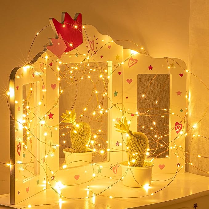 AWQ 200 LED 66 FT Copper Wire String Lights 8 Modes LED Fairy String Lights USB Powered with Remote Control for Christmas Tree Wedding Party Home Decoration
