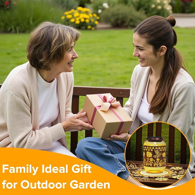 Solar Lanterns Outdoor Waterproof - Hummingbird Solar Lights for Garden, Hanging Metal Lantern Decor for Patio, Yard - Christmas Mothers Day Gifts for Women, Mom, Grandma (Hummingbirds, 2)