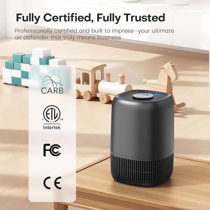 2 Packs of Air Purifiers for Home Bedroom, H13 Quiet HEPA Filter for Dust Pollen Smoke Odors, with Fragrance Sponge Night Light Vital Breeze Timer 22dB, Office Desktop Small Room, DH-JH12 Black