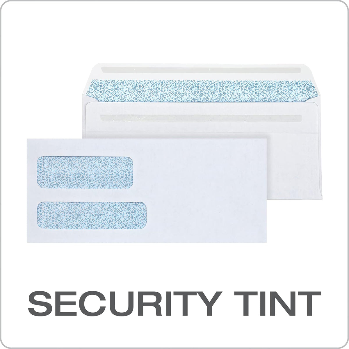 Columbian #9 Security Envelopes, 500/Box, Double Window, 3-7/8" x 8-7/8", Redi-Seal Self Seal, For Invoices & QuickBooks Statements, White (COLO181)
