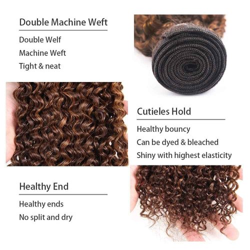 Habiliana Bundles Human Hair 20 22 24 Inch Jerry Curly Wave P4/30 Human Hair Bundles 11A Unprocessed Brazilian Virgin Quick Weave Hair Extensions for Black Women
