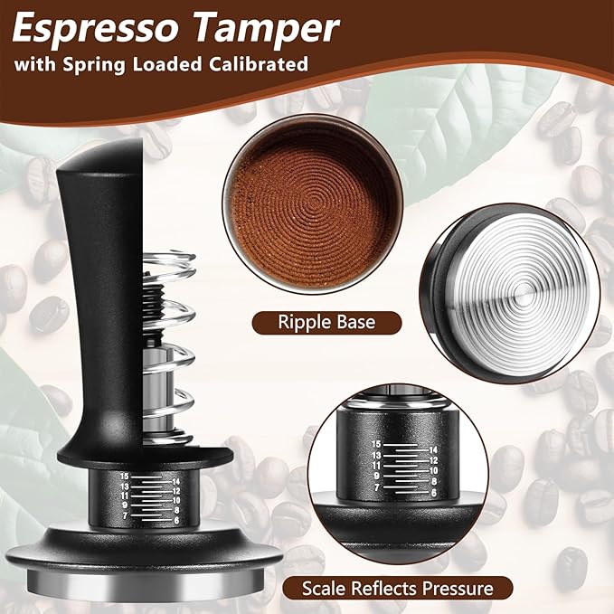 Espresso Accessories,6 PCS Espresso Machine Accessories Kit,Coffee Tamper Tools Set with Espresso Tamper,Coffee Tamping Mat,WDT Distribution Tool,Knock Box,Dosing Funnel and Puck Screen(51mm)