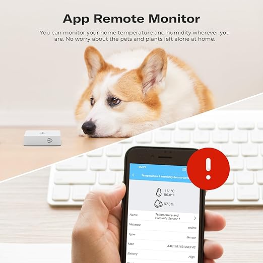 THIRDREALITY Zigbee Temperature and Humidity Sensor Lite,Smart Thermometer and Hygrometer, Hub Required,Compatible with Echo Devices with Zigbee Hub Built-in,Home Assistant,SmartThings,Homey,Hubitat