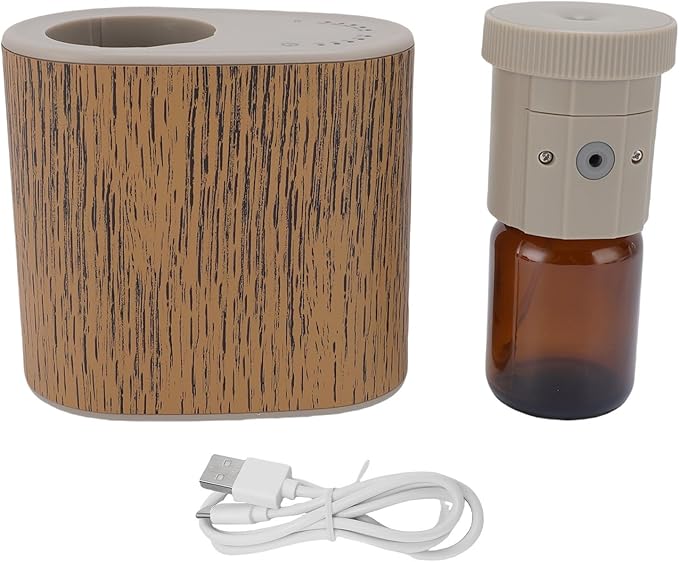 Jiawu Essential Oil Diffuser, Waterless 60ML Smart Aromatherapy Diffuser, Smart Scent Air Machine with APP Control for Bedroom, Living Room, Car, Office (Wood Grain)