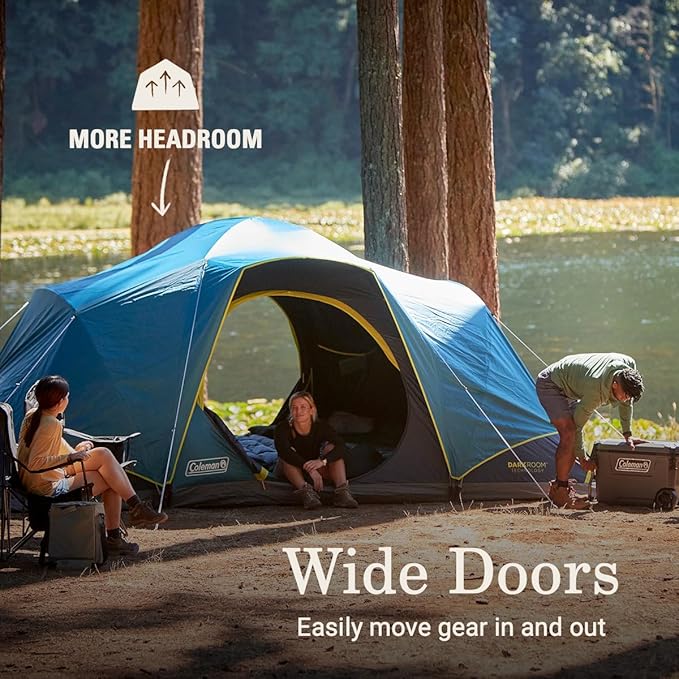 Coleman 4-Person Dark Room Skydome Camping Tent, Blue