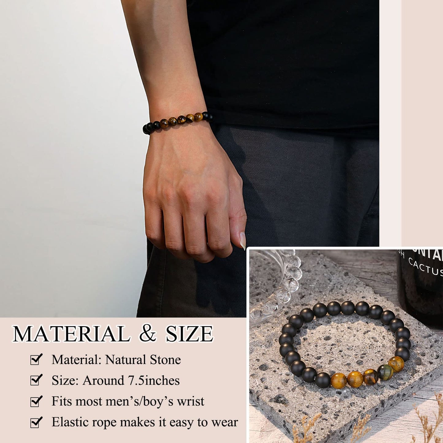 UPROMI 50th Birthday Gifts Decorations for Him Men, Happy 1975 Birthday Gifts for 50 Year Old Man Male Bracelet Ideas