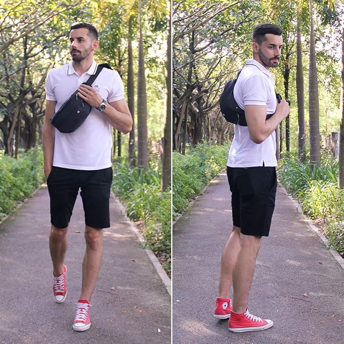 WATERFLY Fanny Pack for Men Women Water Resistant Large Hiking Waist Bag Pack Carrying All Phones for Running Walking Traveling