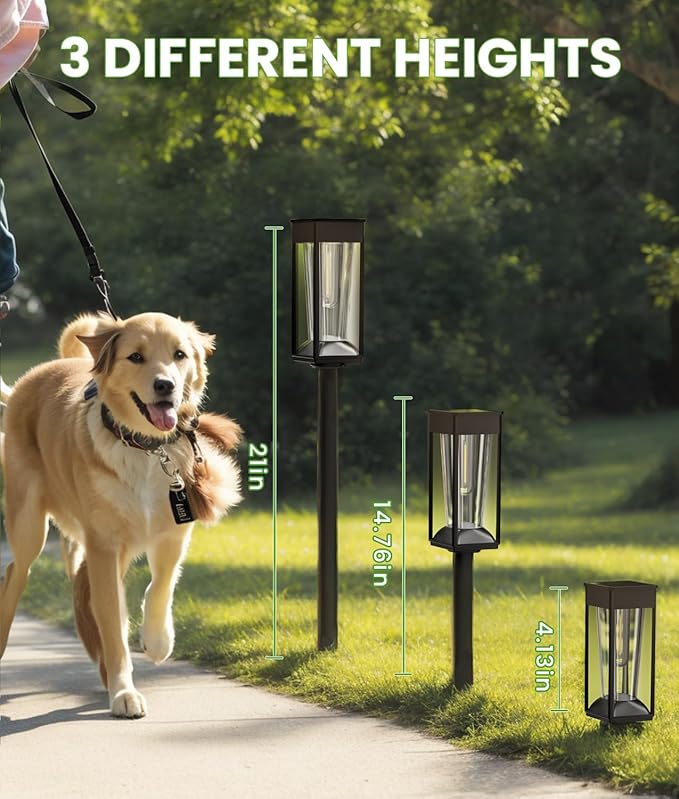 Solar Lights Outdoor, 2-in-1 Warm&Cool, 2 Pack Bright Solar Pathway Lights Waterproof IP65, Long Lasting Solar Path Light for Yard, Patio, Lawn, Garden, Landscape Decoration Lighting