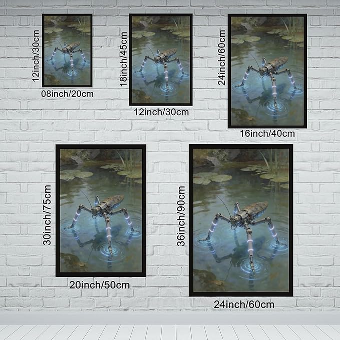 Framed Modern Sci Fi Wall Art for Living Room And Studio Futuristic Minimalist Decor 08x12in