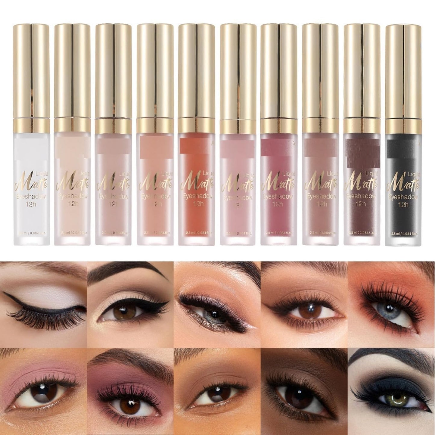 MAEPEOR Matte Liquid Eyeshadow 10 Colors Naked Smooth Creamy Eyeshadow Long Lasting and Waterproof Lightweight Cream Eye Shadow (P03 Oak)