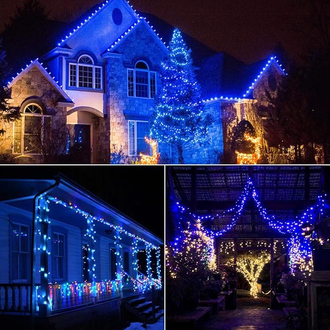 Brizled Blue Christmas Lights, 16ft 25 LED C9 Connectable, 120V UL Certified Outdoor Indoor Xmas Tree Roof Patio Porch Party Holiday Decor