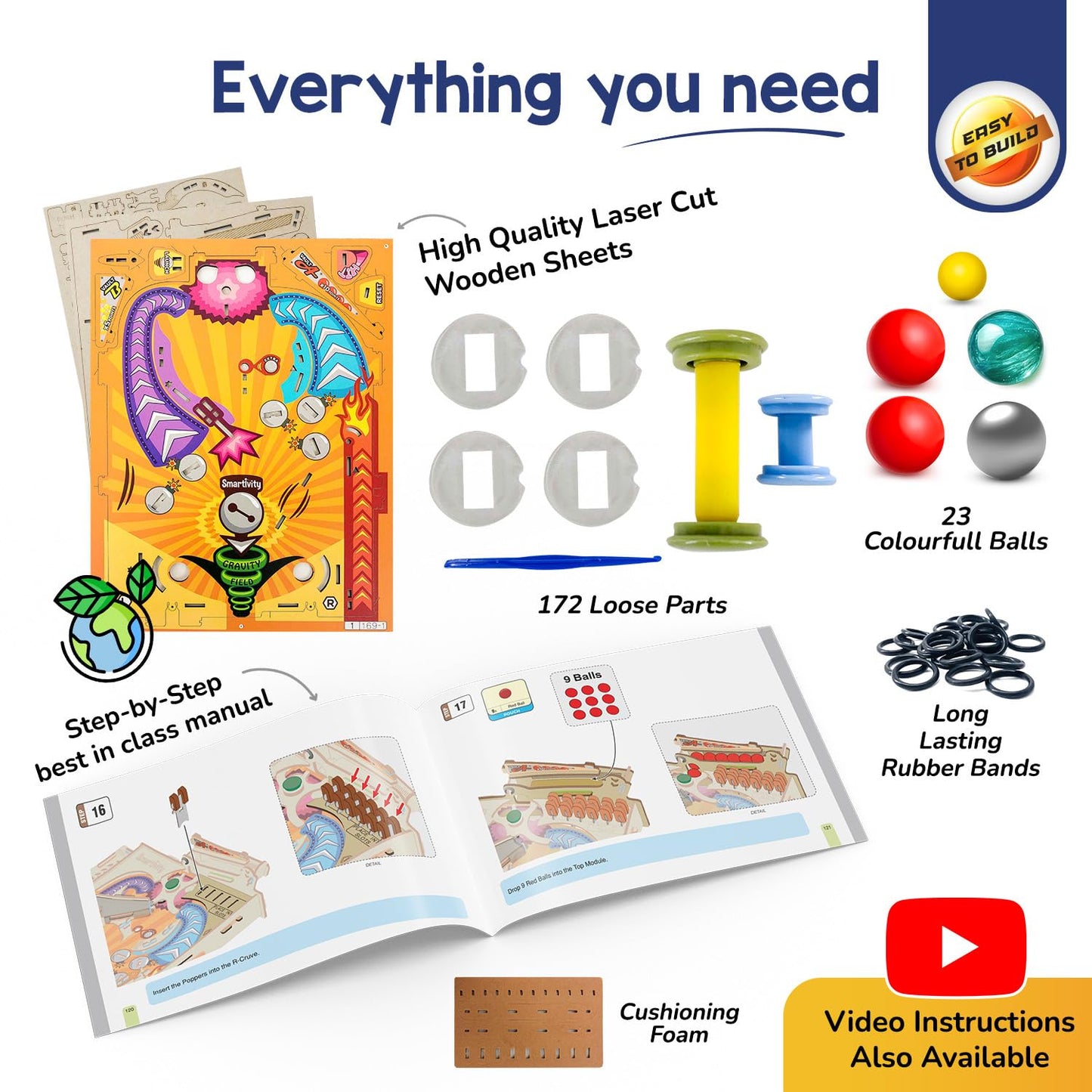Smartivity DIY Pinball Machine Toy for Ages 8-99 Year Old | Award Winning Arcade Game for Boys & Girls | Birthday Gift Ideas for Kids & Adults | STEM Toys I Fun Family & Party Game